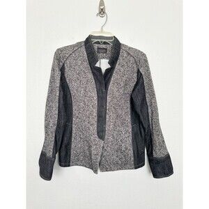 HIROKO KOSHINO TRUNK Heathered Stretch Jacket Snap Button Notch Size 40